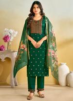 Rayon Green Traditional Wear Embroidery Work Readymade Kurti Set